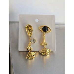 New Gold Abstract Pop Art Pieces Of ace ( Ear EYE) Pierced Dangling Earrings